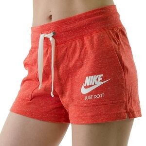 Nike Sportswear Red Gym Vintage Graphic Logo Tie Waist Shorts